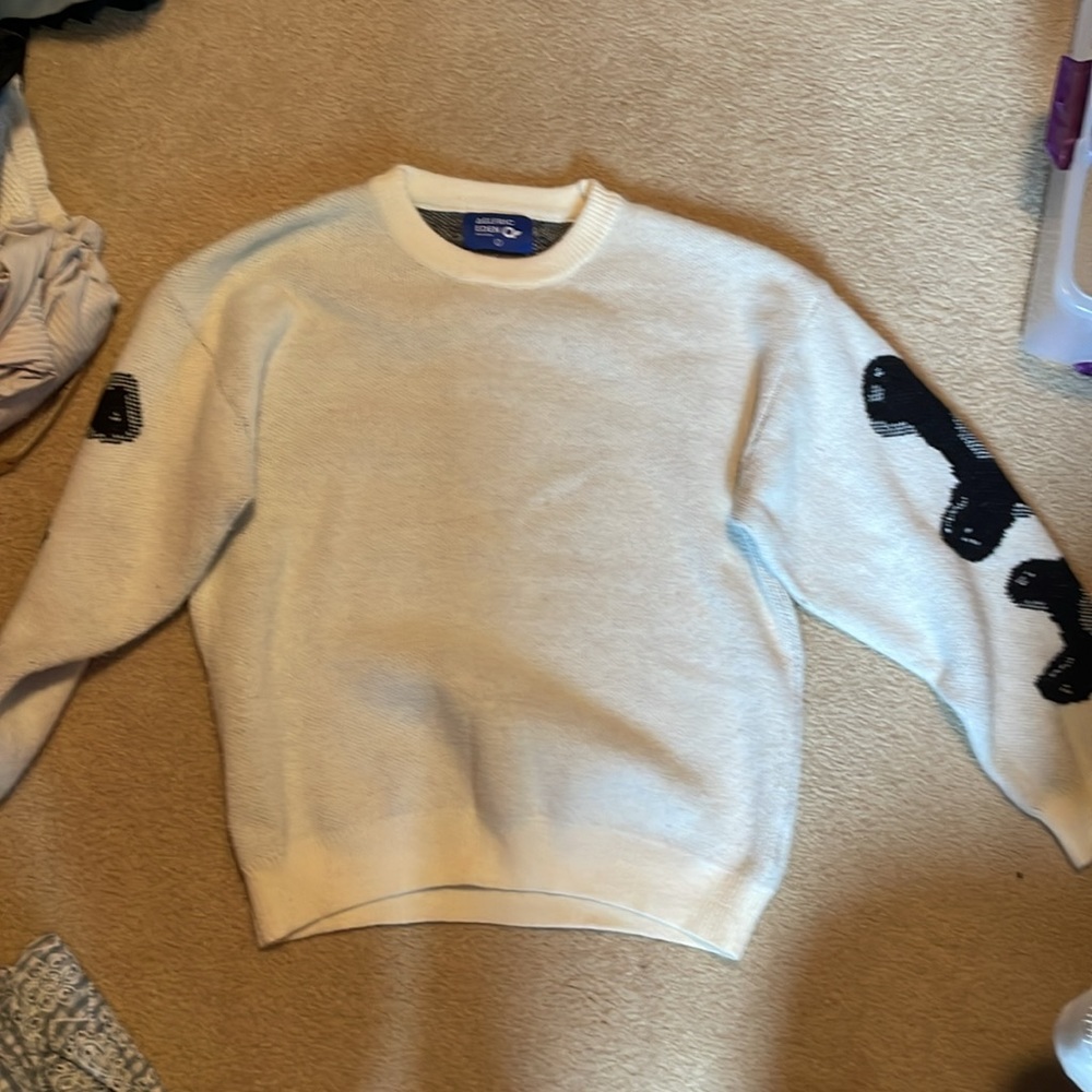 men’s large ribcage bones sweatshirt white with black bones - Picture 2 of 3